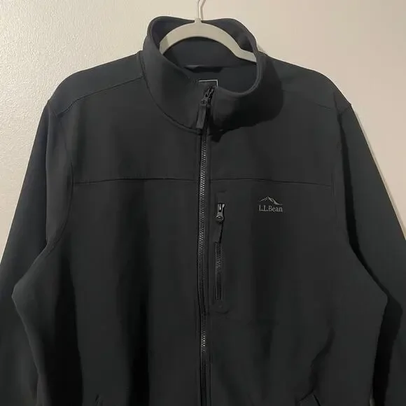 LL Bean Men's Windproof Performance Jacket Softshell Fleece Lined Coat XL Black